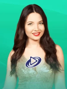 Crupiê conduzindo roleta ao vivo com fundo elegante